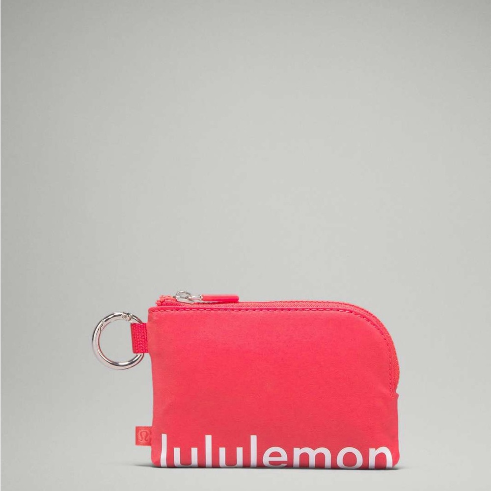 Lululemon Pink Punch/White Clippable Card Pouch BNWT
